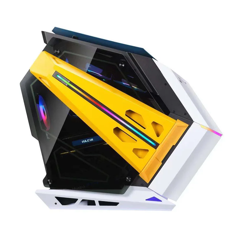 Modern custom PC build with RGB lighting, LCD case display, and dual-fan GPU