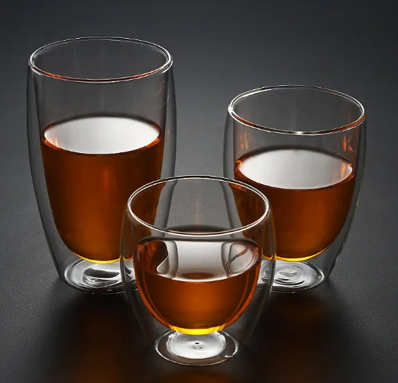 450 مللي أمبير رائجة البيع اليدوية جدار مزدوج الزجاج البورسليكات المواد جدار مزدوج الزجاج للقهوة