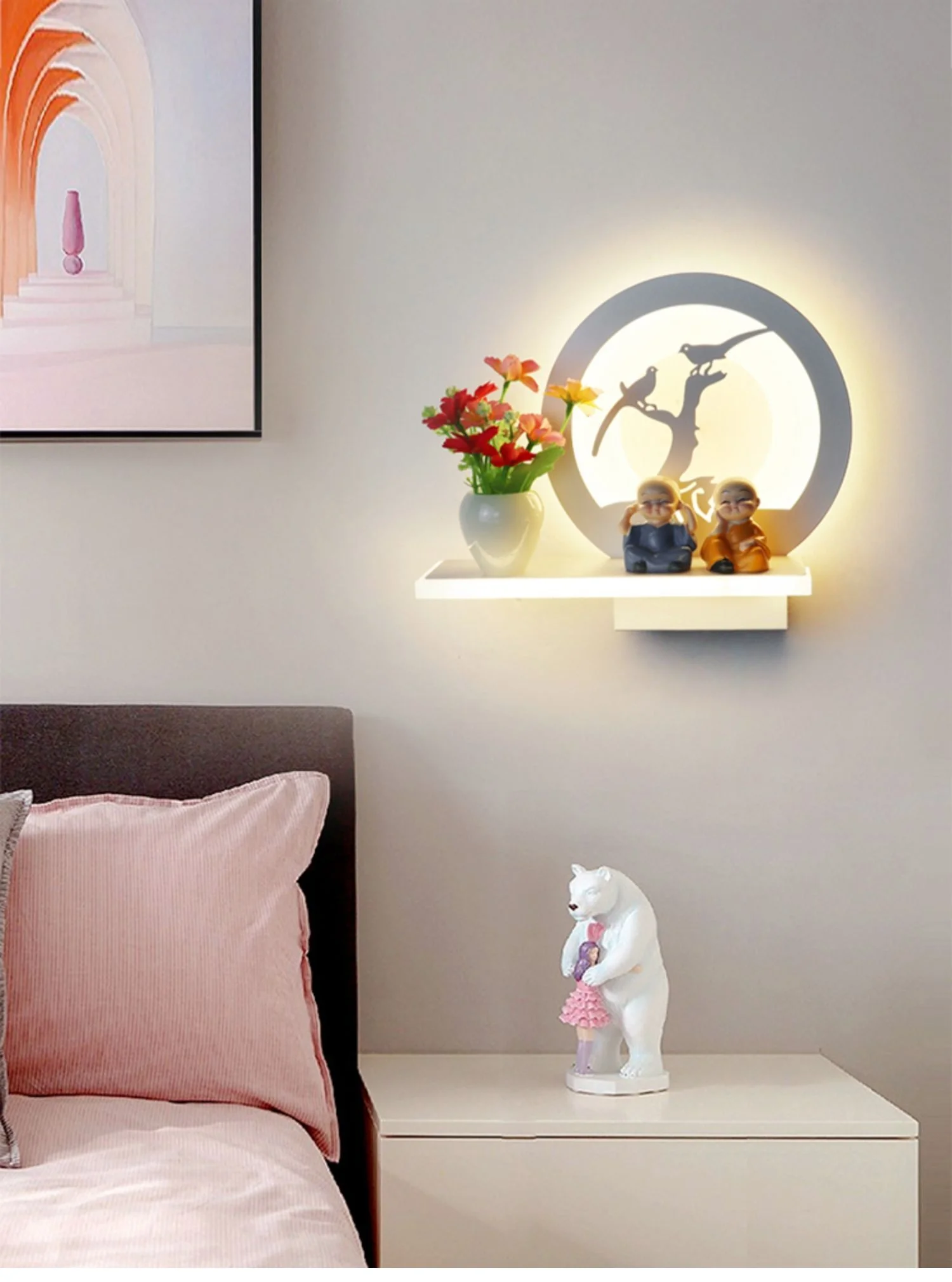 product indoor luxury design decorative home modern led creative wall lamp corridor bedroom bedside wall light-4