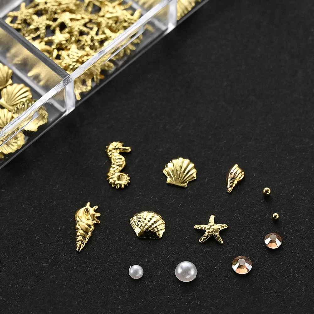 Starfish Rivets 12Grids 3D Ocean Starfish Shell Alloy Nail Studs Sea Shell Star Metal ...