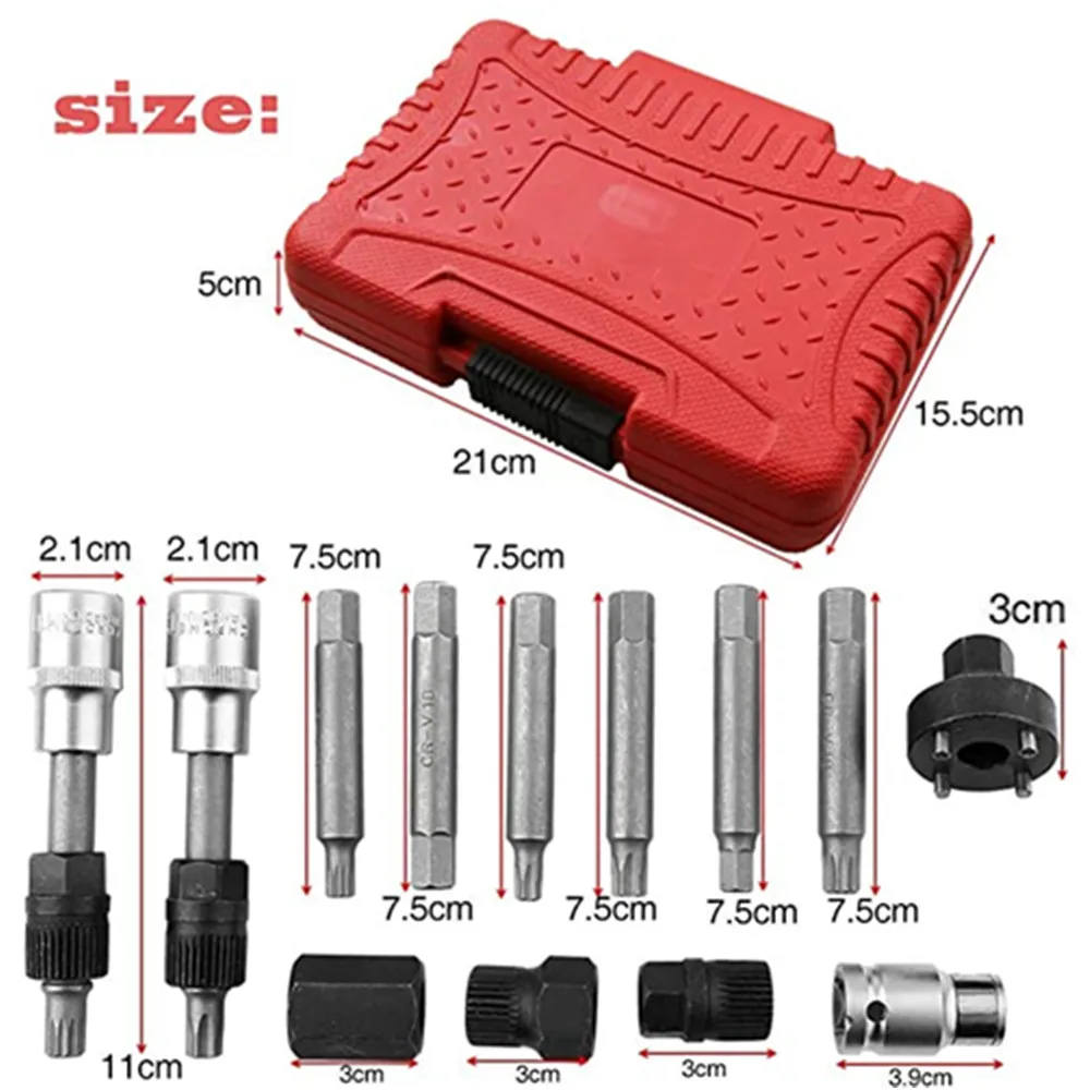 13pc Alternator Freewheel Pulley Removal Socket Bit Set Garage Service