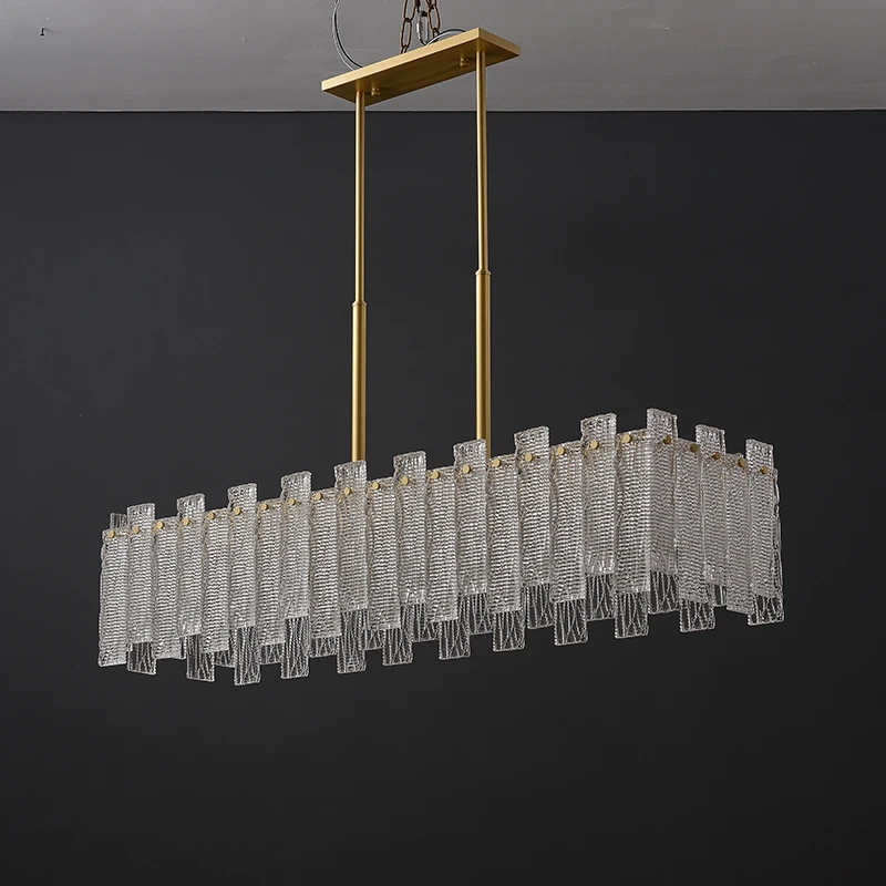 Classical Chandelier Vintage Nordic Dining Light Brass Crackle Glass Pendant Lamp Hanging Lights For Restaurant Hotel Lighting