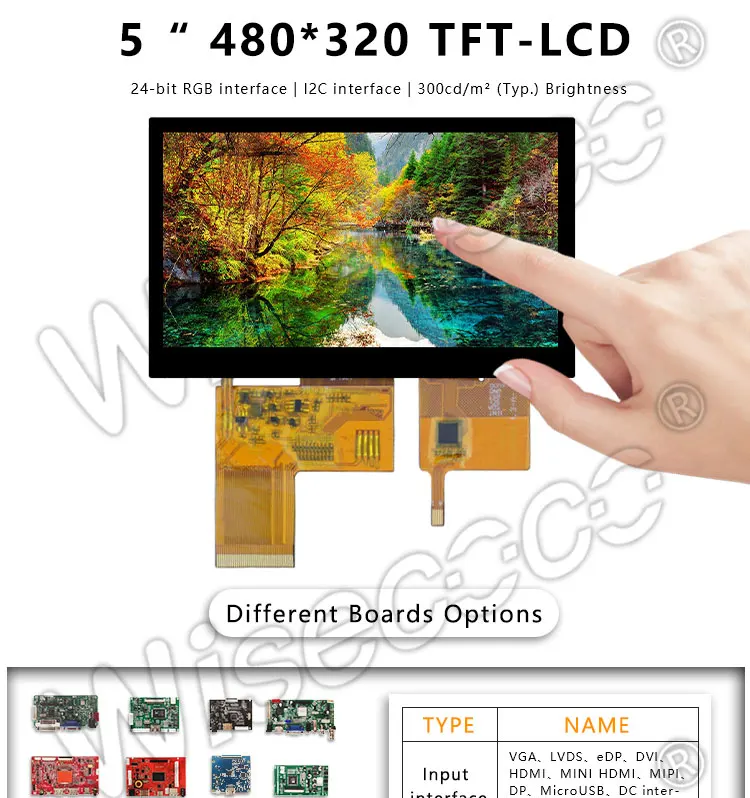 3 480 5 Inch Tft Lcd Display Module Screen Panel 24 Bit Rgb Interface I2c Touch Display For Industrial Lcd Screen Handheld Pda Buy Display 5 Inch 3 480 Tft Lcd I2c Touch