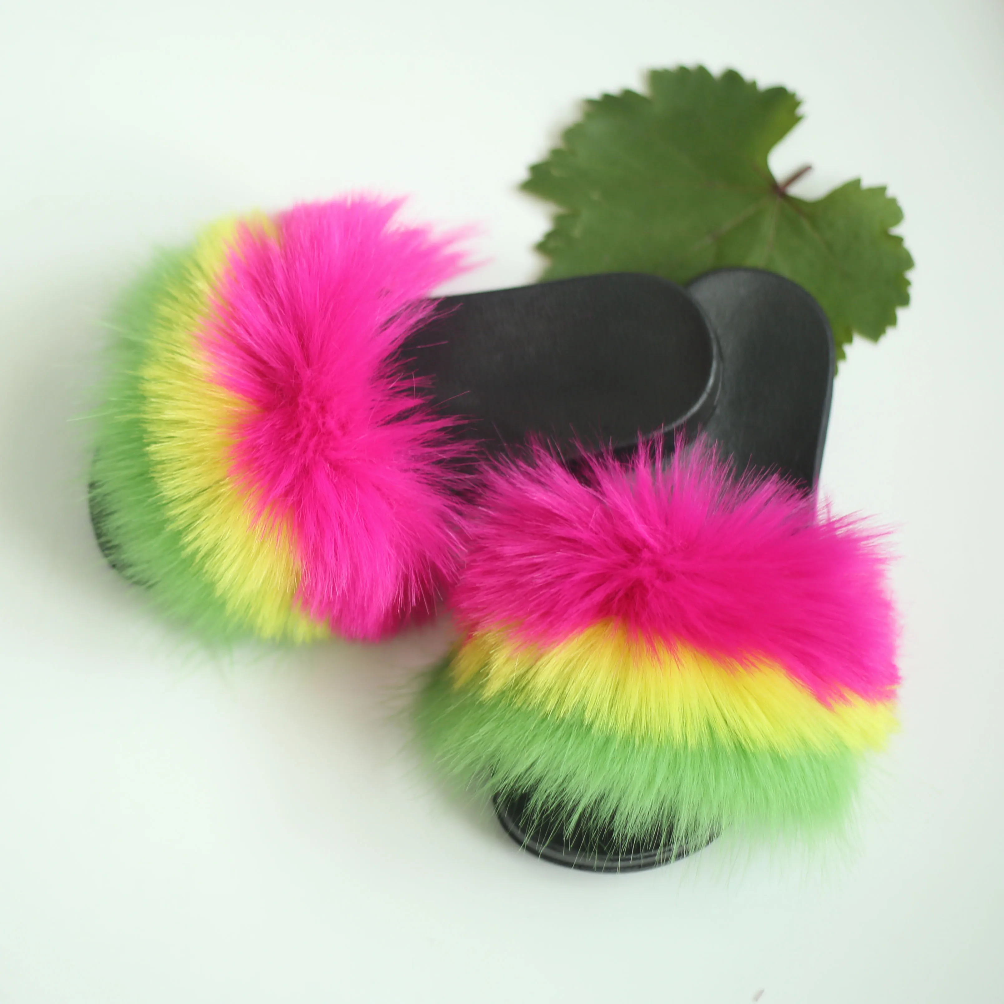 2019 New Style Children Fuzzy Slides Kid Faux Fur Sandals For Summer ...