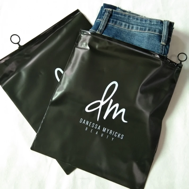 Custom Luxury Thick Black Pvc Plastic Packaging Zip Lock Bag,Black Zip