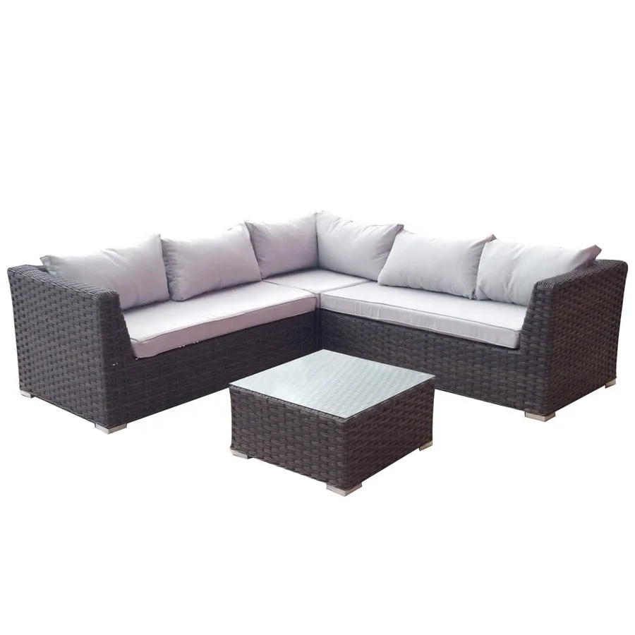 
Modern Design Outdoor Furniture Garden Wicker Corner Sofa Set Quality Rattan Garden Furniture 4-Piece Sectional Set 