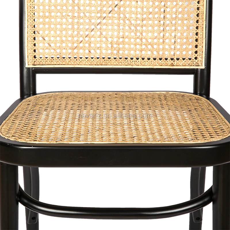 Provincial Style Rattan Solid Wood Frame Dining Chair Black Rattan