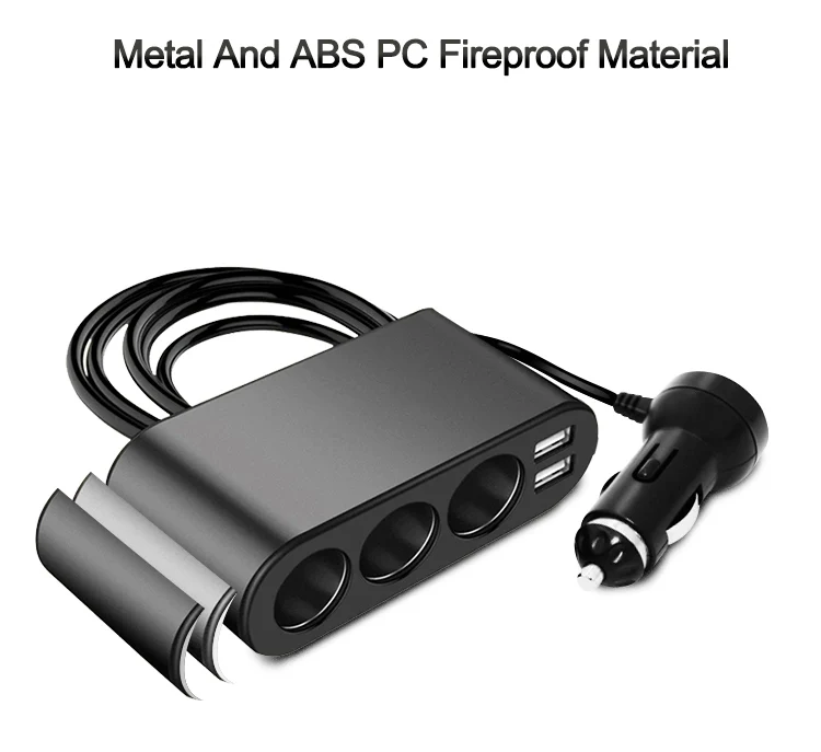 3 Way Auto Sockets Metal 5V 3.1A 2 Ports USB Car Charger Cigarette Lighter Socket Splitter