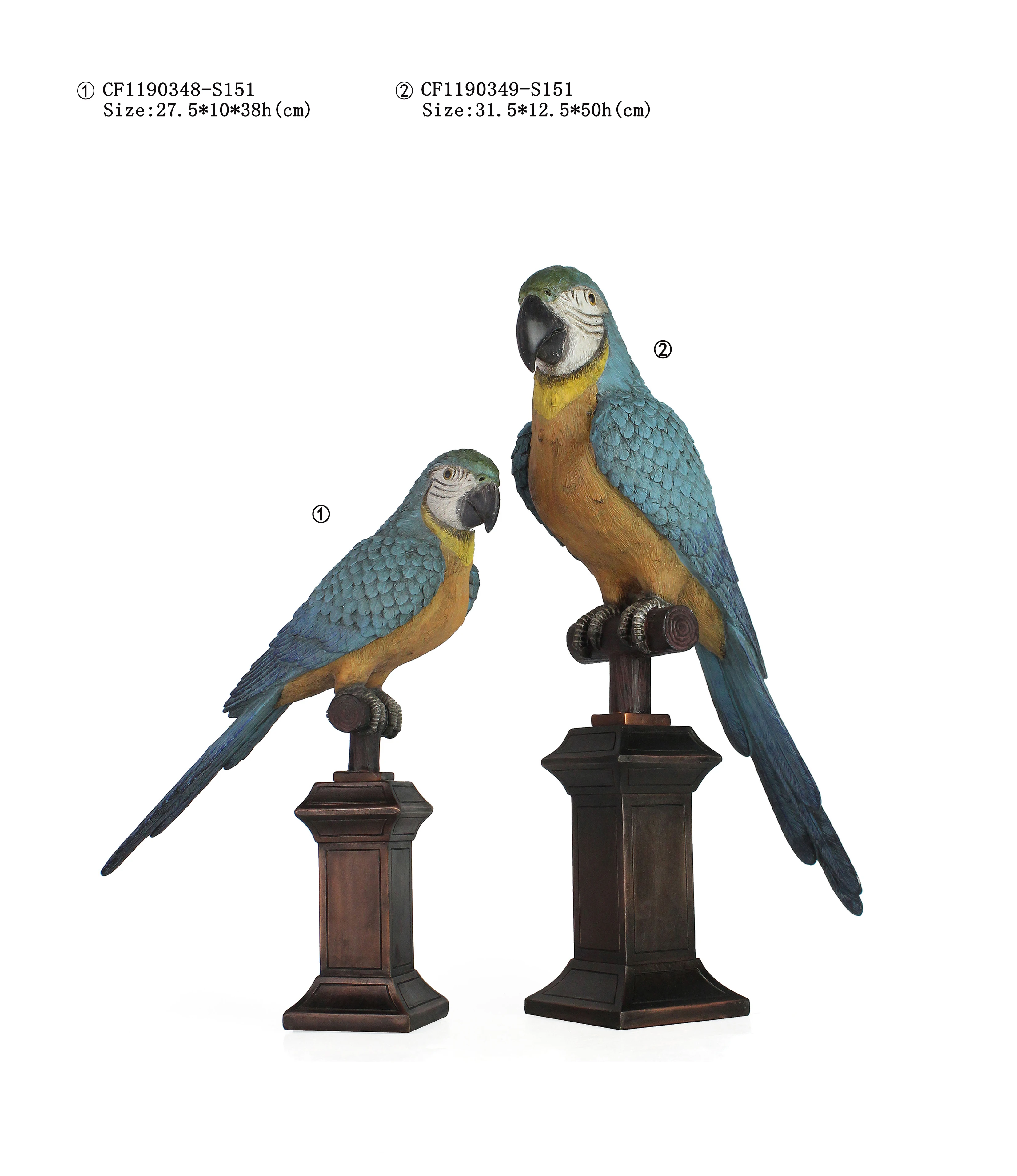 Wholesales Garden Decor Artificial Resin Natural Parrot Sculpture For Table Ornament supplier