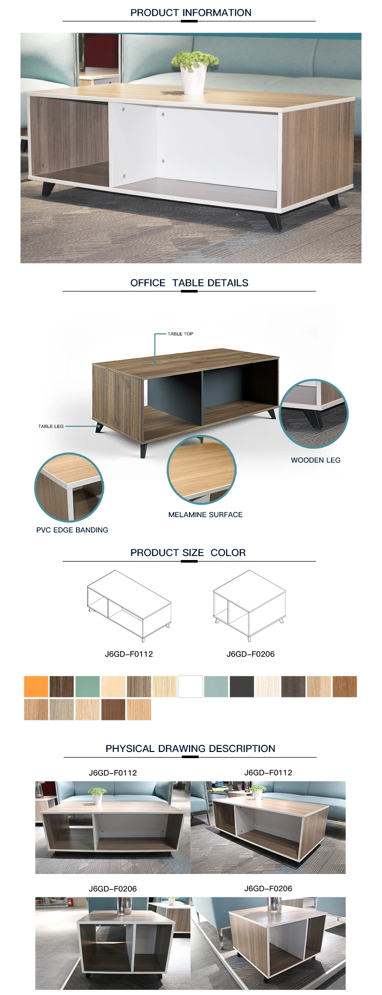 Dious furniture modern light blue E1 grade  melamine coffee table tea table