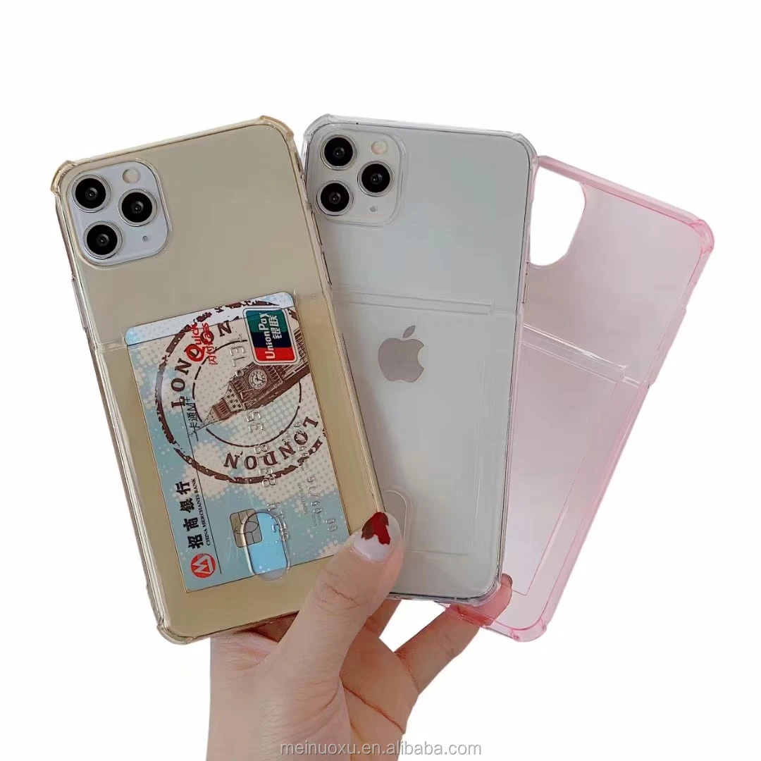 Transparent Card Holder Phone Case For Iphone 12 11 Pro 11 Pro Max Case Id Credit Slot Soft Tpu Cover For Iphone 11 Buy Transparent Card Holder Tpu Case For