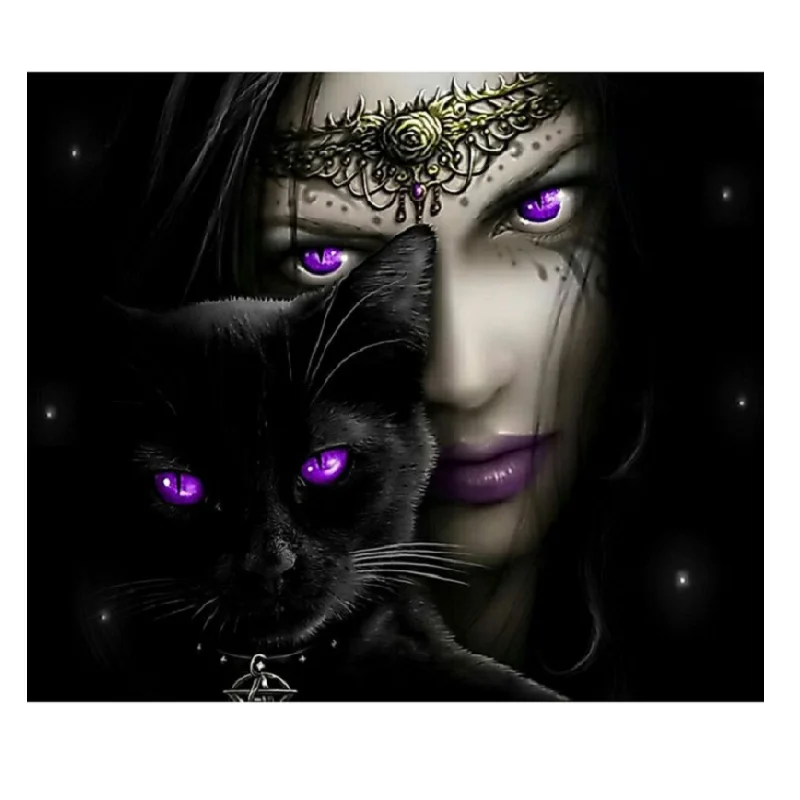 En Gros Plein Carre Foret Rond Femme Vampire Avec Chat Noir A La Main Pleine Perceuse Point De Croix 5d Diy Diamant Peinture Buy Gros Vampire Femme Avec Noir Chat Diamant