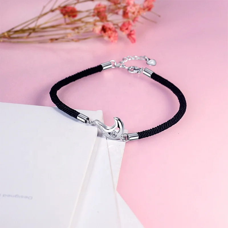 product-BEYALY-Thin Rope Chain Design Silver Heart Drop Bracelet With Words-img
