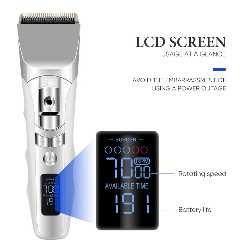 Custom Logo Professional Hair Clipper Lcd Cordless Hair Trimmer For Men