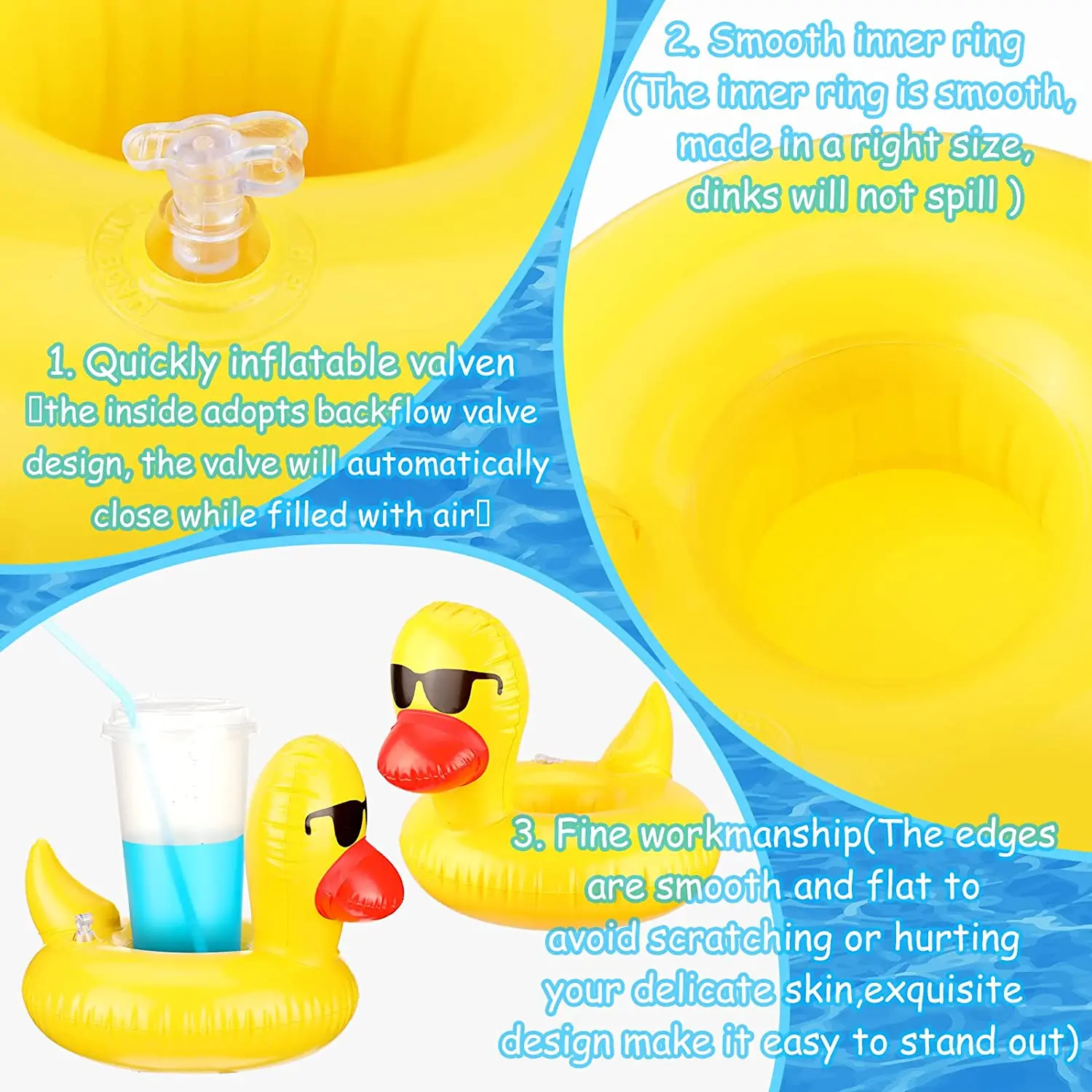 48 Pack Inflatable Drink Holders Drink Float Beer Float For Pool Drink