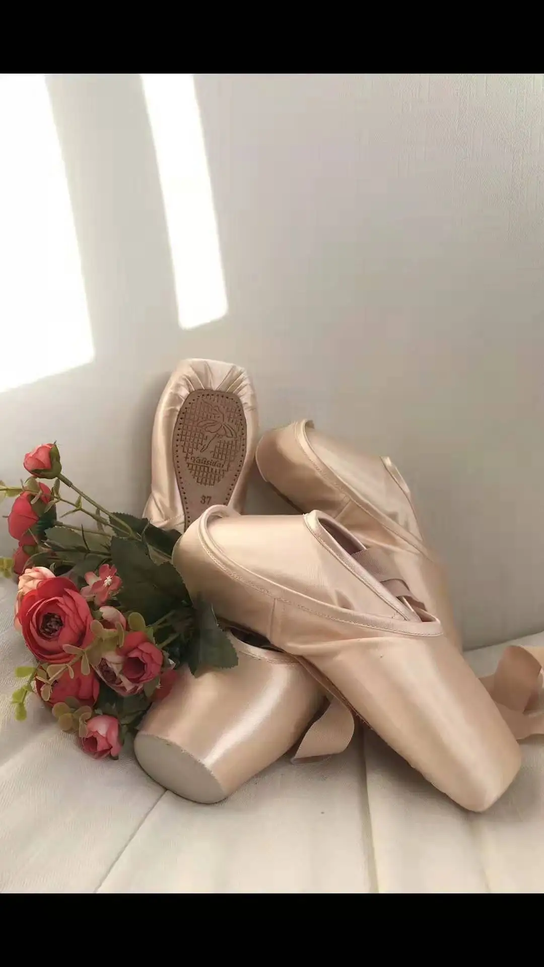 缎角芭蕾舞鞋时尚裸体芭蕾平底鞋芭蕾舞鞋皮革舞鞋 - buy ballet