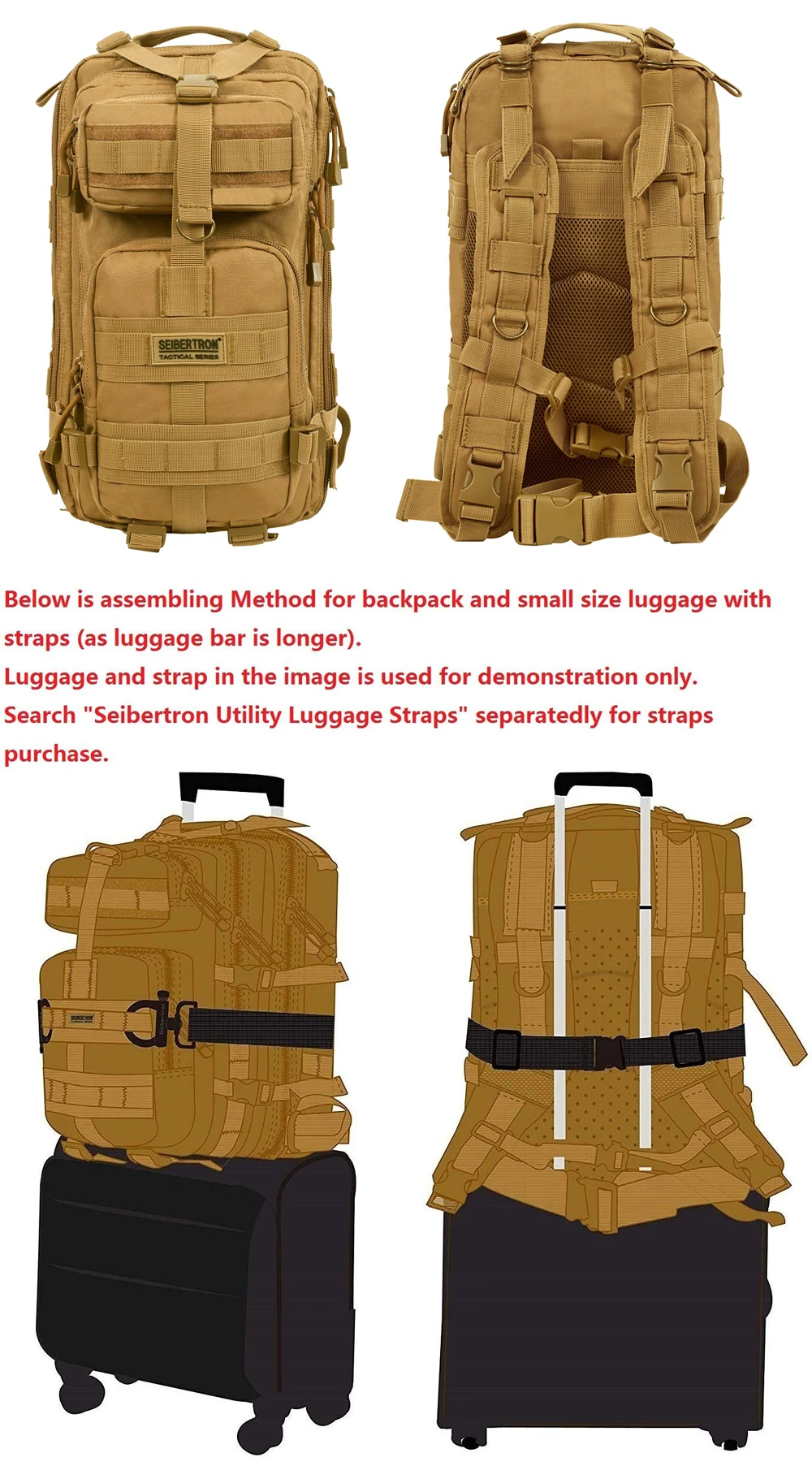 Seibertron 27L Millitary Tactical Backpack Water Resistant Camping Hiking Pack 