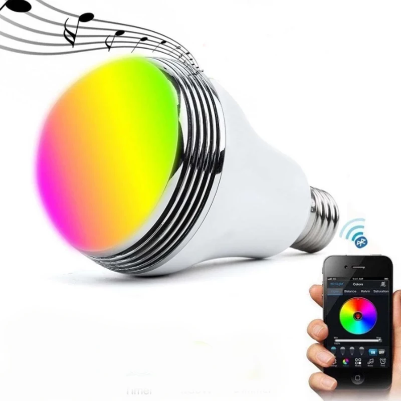 8w Colour Changing  Wireless Blueteeth 4.0 Speaker Control RGB Colour Speaker E27 Smart LED Light LED Blueteeth Music Bulb