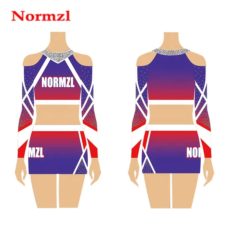 Custom Full Sublimation Competition Rhinestone Cheer Uniforms Long