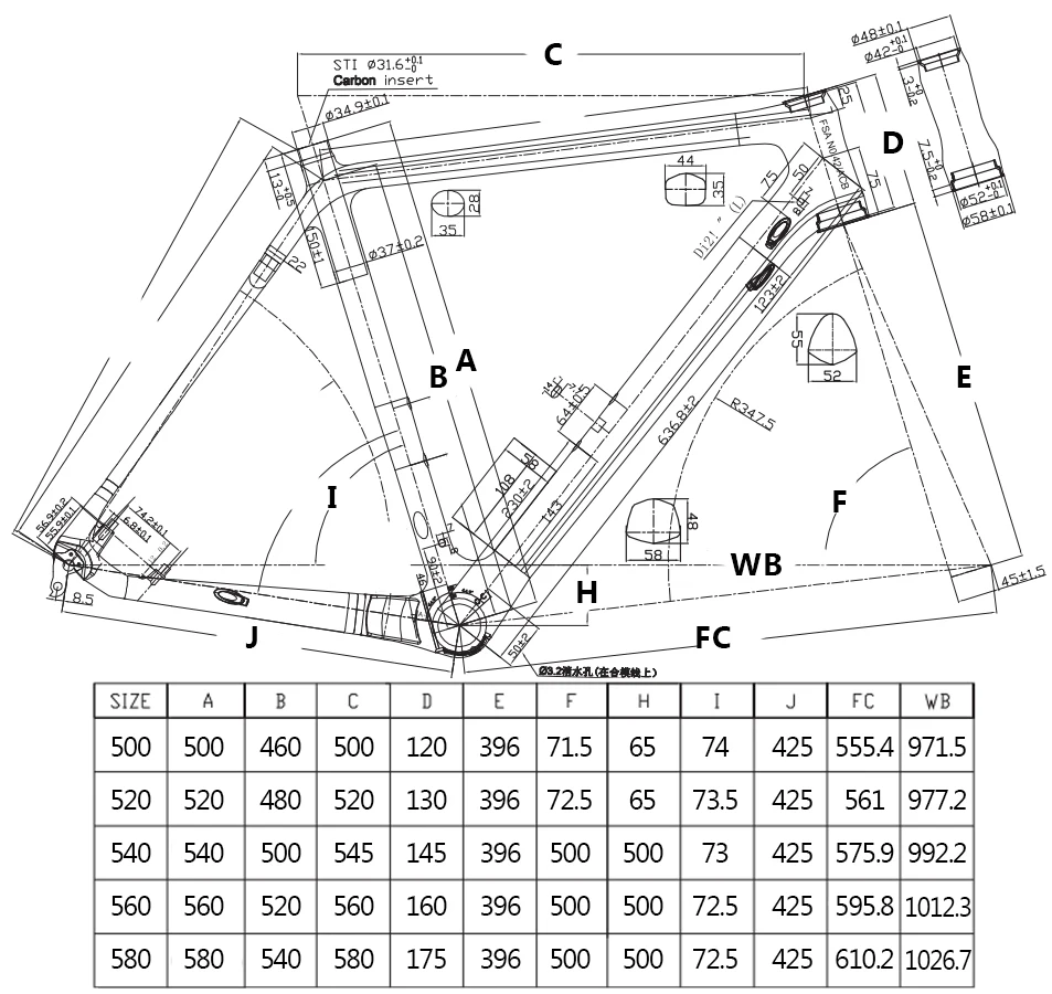 Bike Frame Carbon Fixed Gear Disc Brake Bsa Carbon Bike Frameset Aero