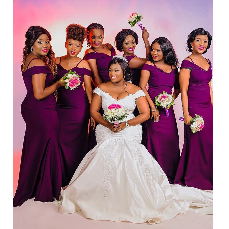 Db051 Elegant Purple Satin Bridesmaid ...