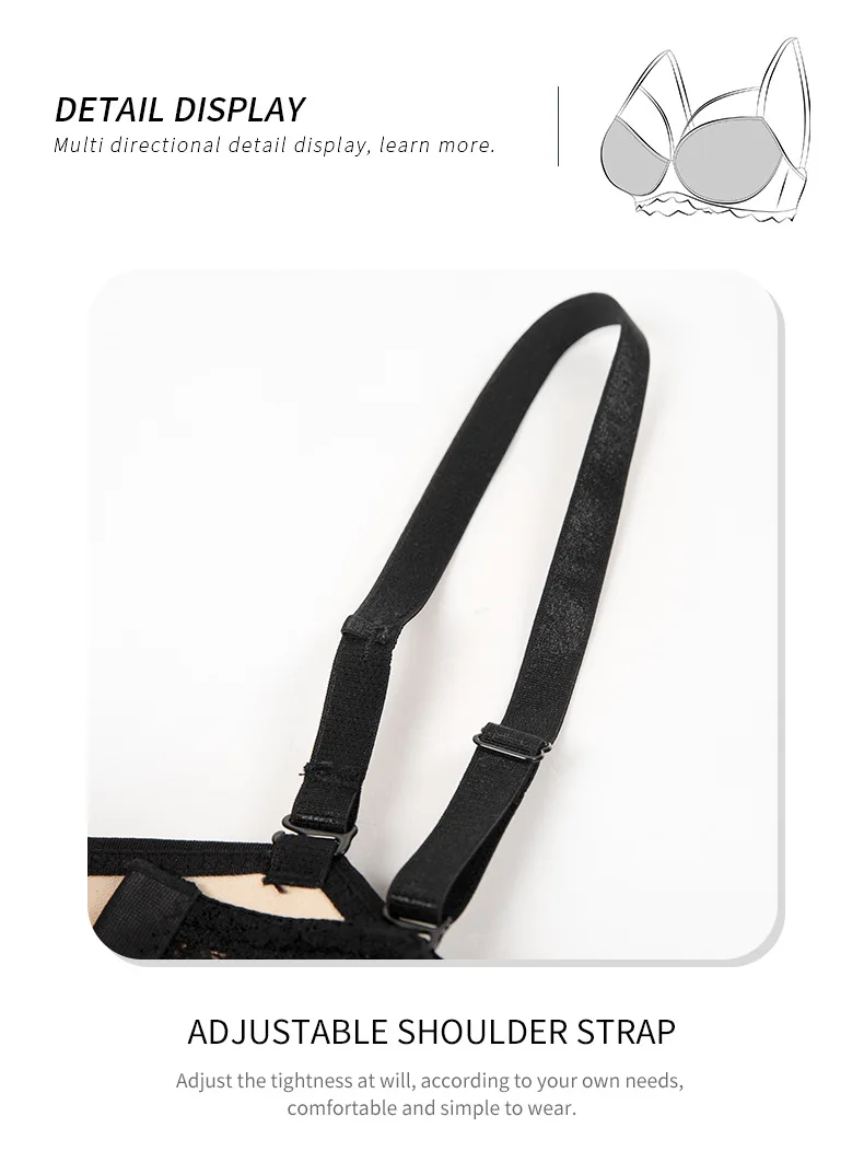 Wholesale Cross-Border Plus Size Underwear Anti-Sagging Adjusted-Straps Bra Breathable Steel Ring Large Cup for Small
