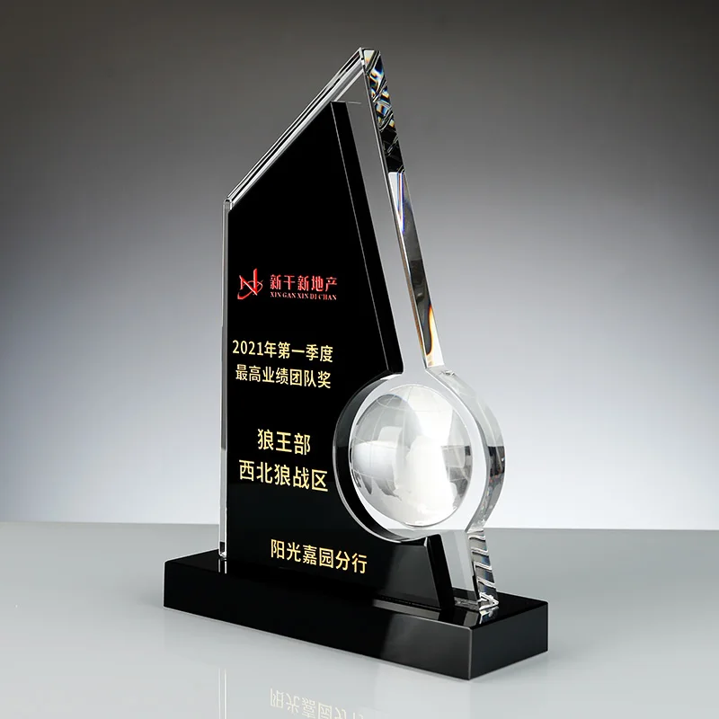 high quality  k9 crystal  trophy awards personalized souvenir gift  fasion shape Sailing trophy factory