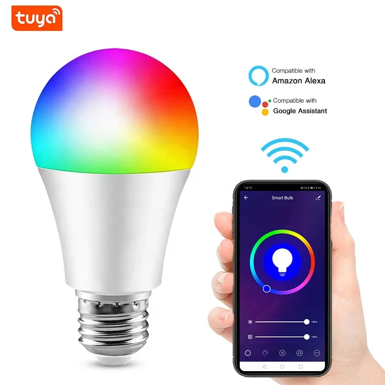 Wifi  Smart LED  Bulb RGB White 8w 800lm A60 A19 With E27 Base Voice Control Bulb  Amazon Alexa and Google Assistant