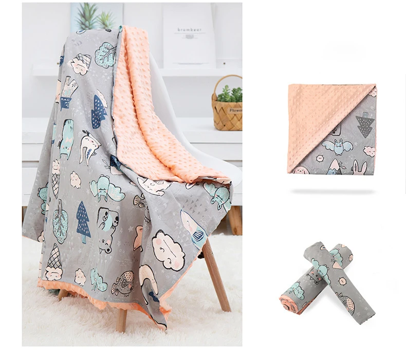High Quality Ecofriendly Warm Minky Dot Fleece Baby Receiving Blankets