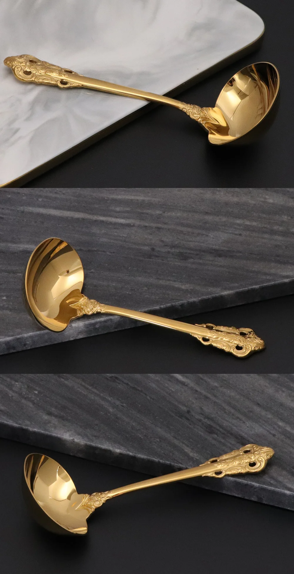 304 Stainless Steel Soup Ladle Cooking Tool Kitchen Accessories Gold