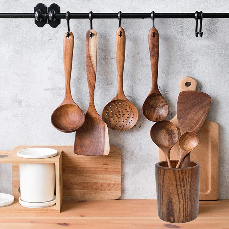 natural teak wood utensils