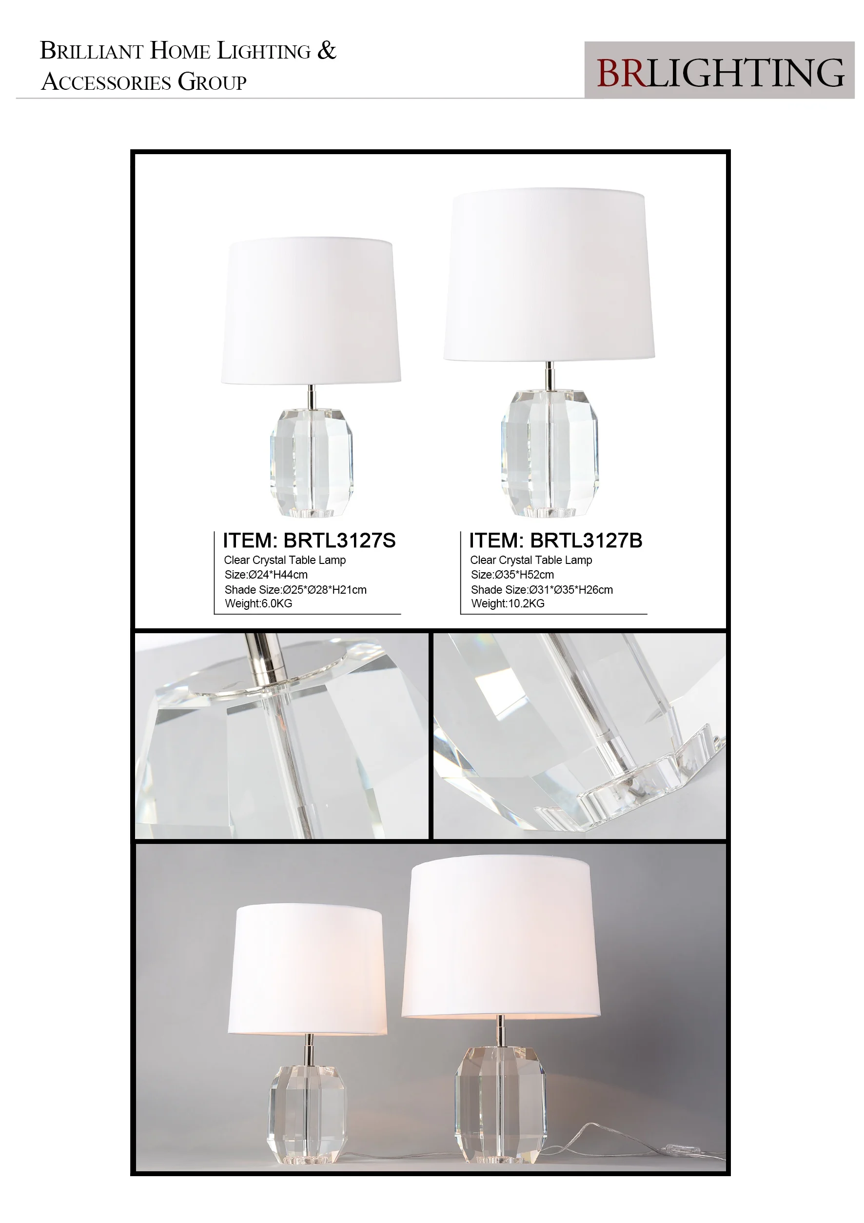 Simple K9 Transparent Table Lamp for Living Room Elegant Polygon Desk Light With Pure White Lampshade