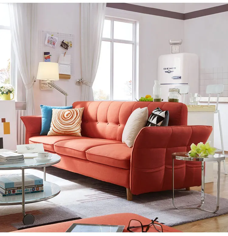 Nordic dual-use three seater fabric sofa for living room furniture