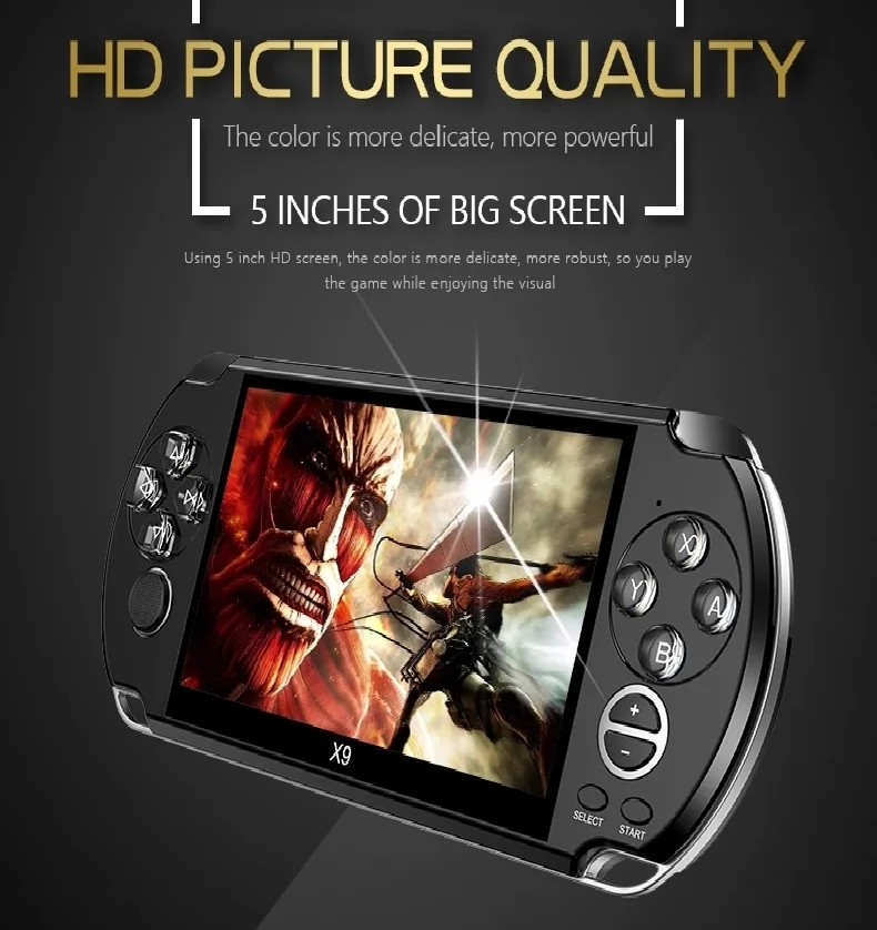 Retro Arcade X9 Game Console 8gb 5.1 Inch Portable Handheld Video Game