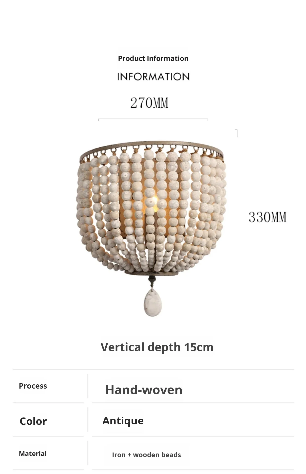 product french retro crystal wooden bead wall lamp led for corridor entrance aisle wall childrens room bedroom bedside princess room-8