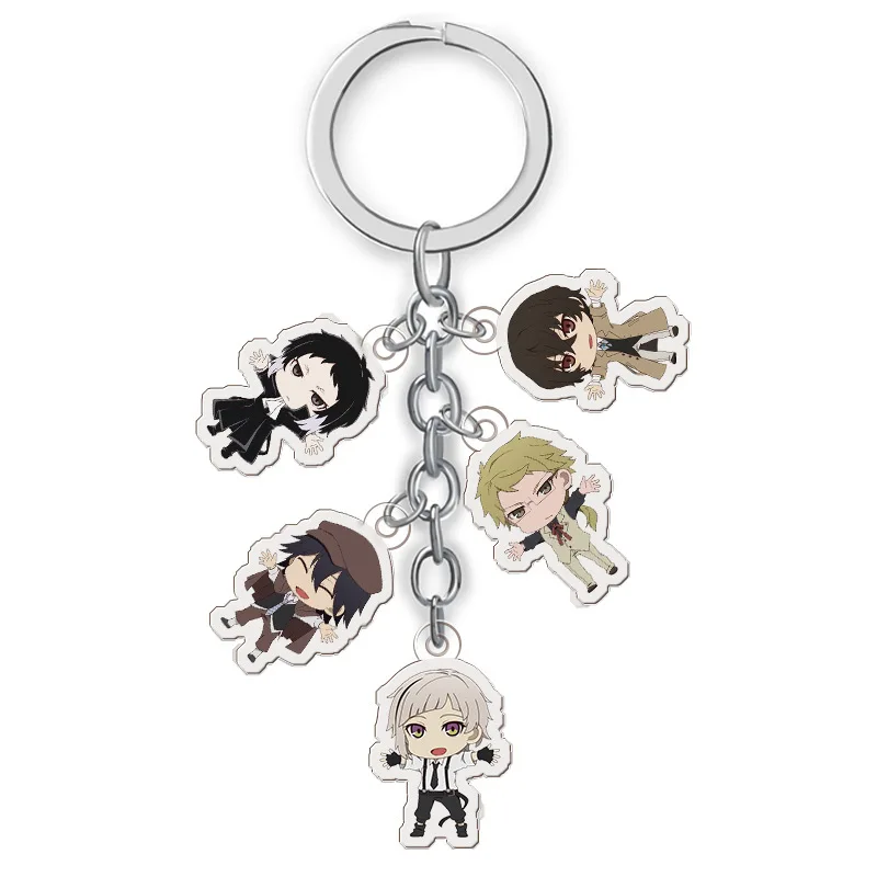 Anime Bungou Stray Dog Keychains For Women Men Cartoon Figure Key Chain