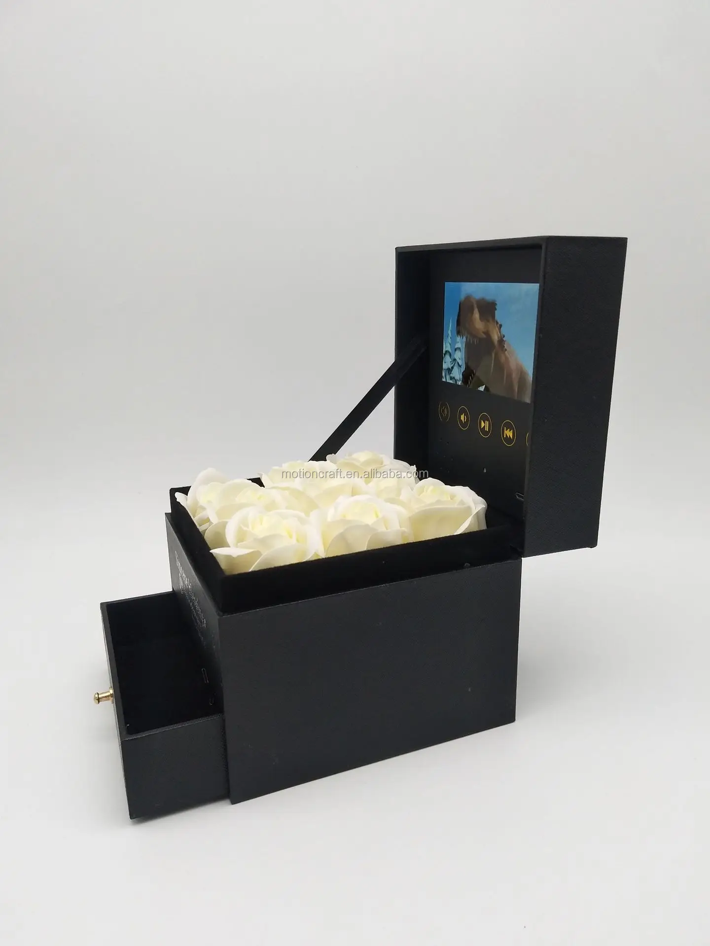 4.3inches Lcd Screen Video Invitation Square Gift Box With Drawer 13*13