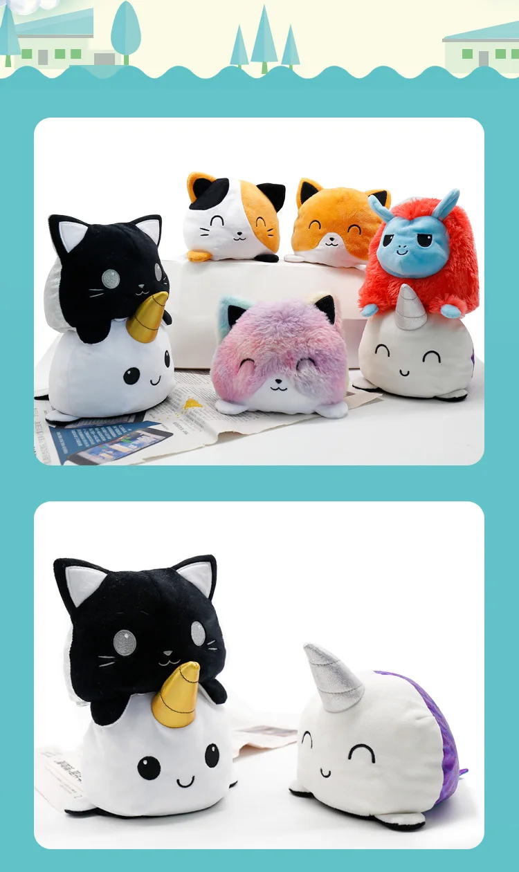 reversible cat & kittencorn plushie