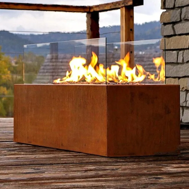 Large Square Corten Steel Metal Outdoor Gas Fire Pit - Buy ...