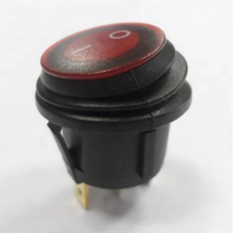 25mm Waterproof Illuminated Round Rocker Switch t85 With Red LED