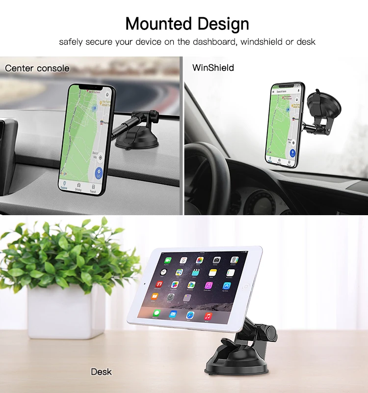 Length Adjustable Telescopic auto tablet mount Windshield 6Pcs Magnet Magnetic Mobile Phone Holder For Car
