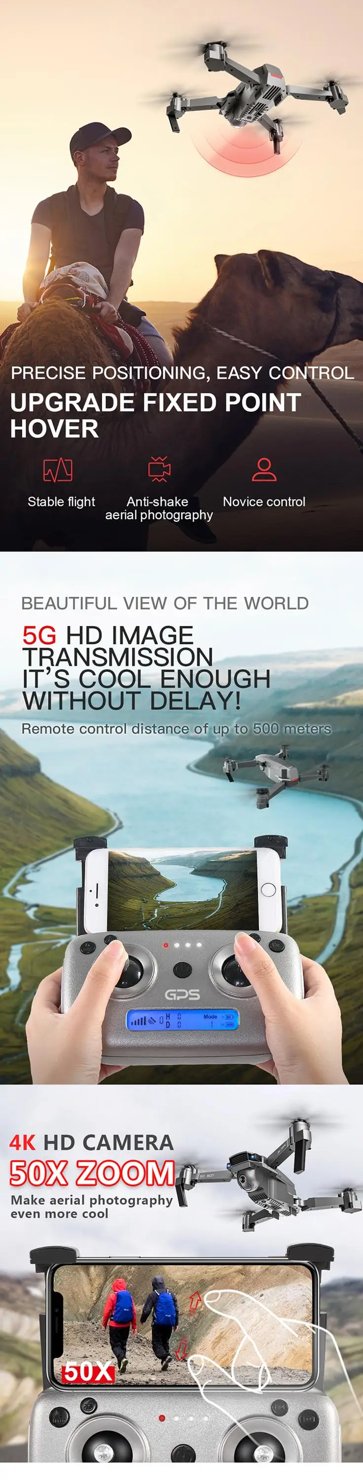Foldable X50 Zoom Wide Anti-Shake 5G Wifi Dron Gesture Photo Professional Drones 4K