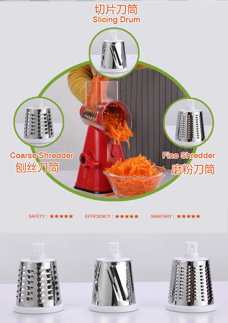 Multifunctional Hand Made 3 Blades Vegetable Food Chopper Slicer / Slicing