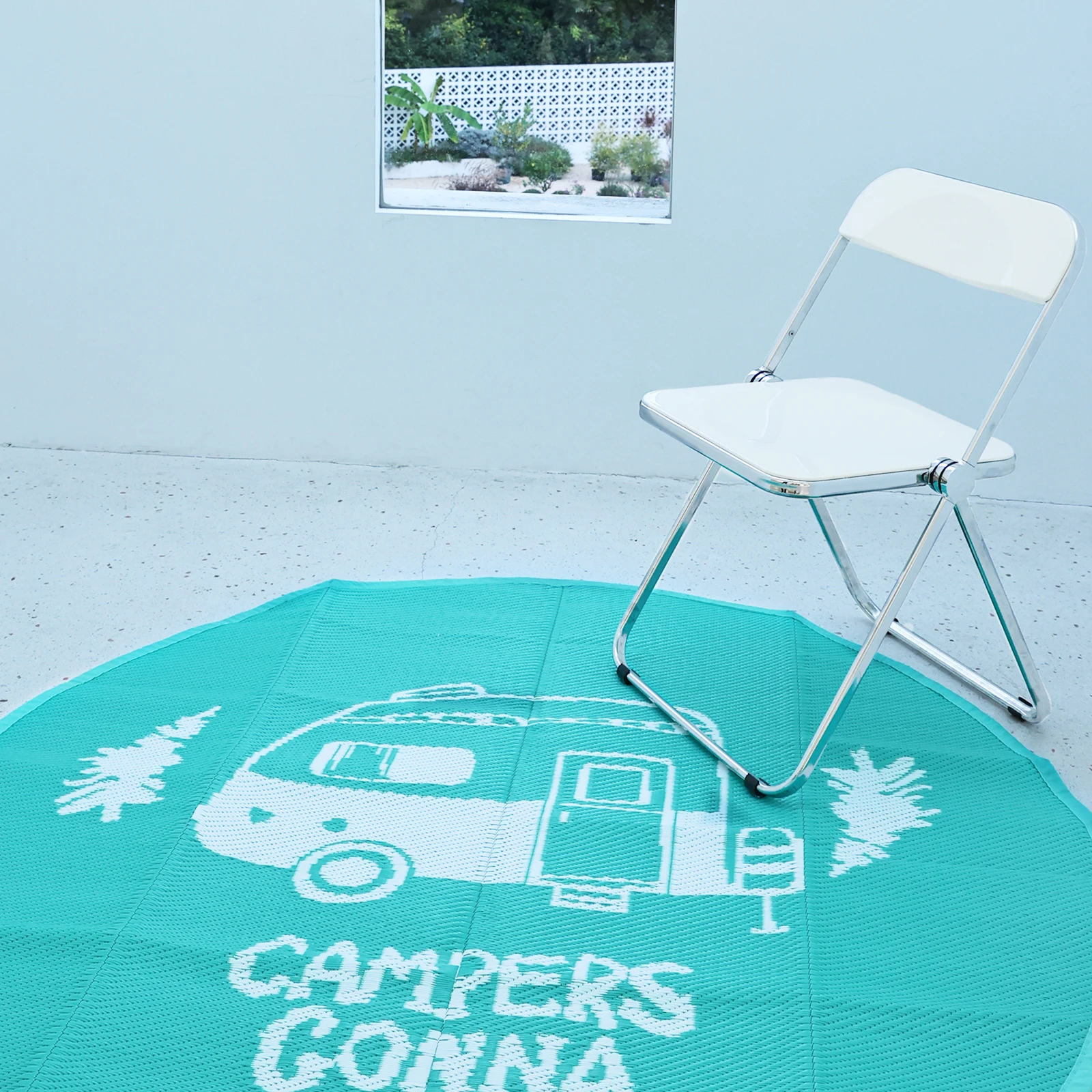 Round Outdoor Rug For Patios Plaid Reversible Patio Rug,Indoor And