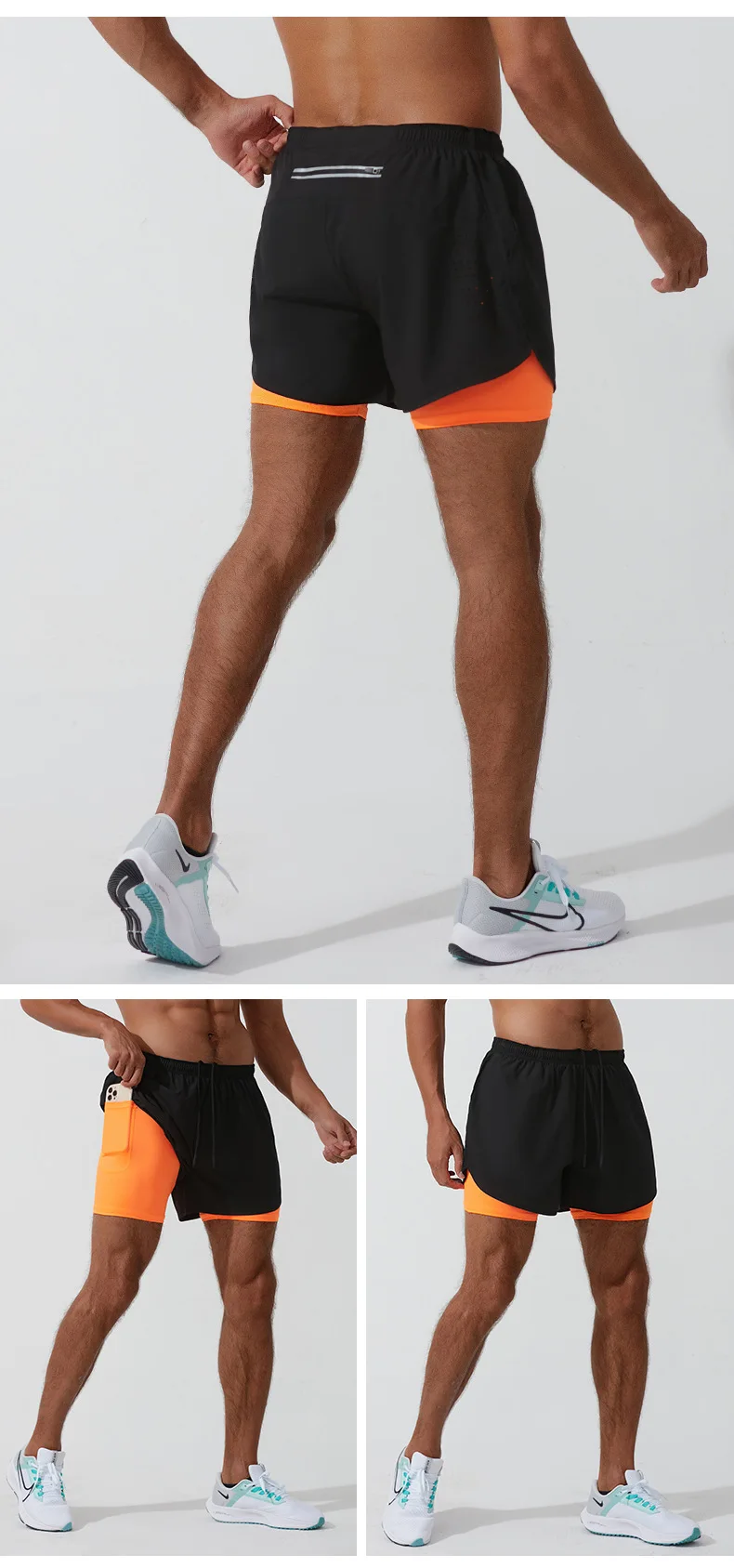 product mens summer sports shorts for gym beach double layer anti exposure marathon running fitness trunks three point design for-11