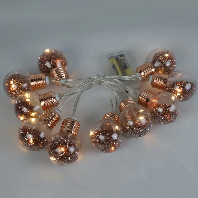 Christmas lights Bulb spherical room arrangement LED Decorative Strip lights 30 L Warm White Golden Bulb Ball