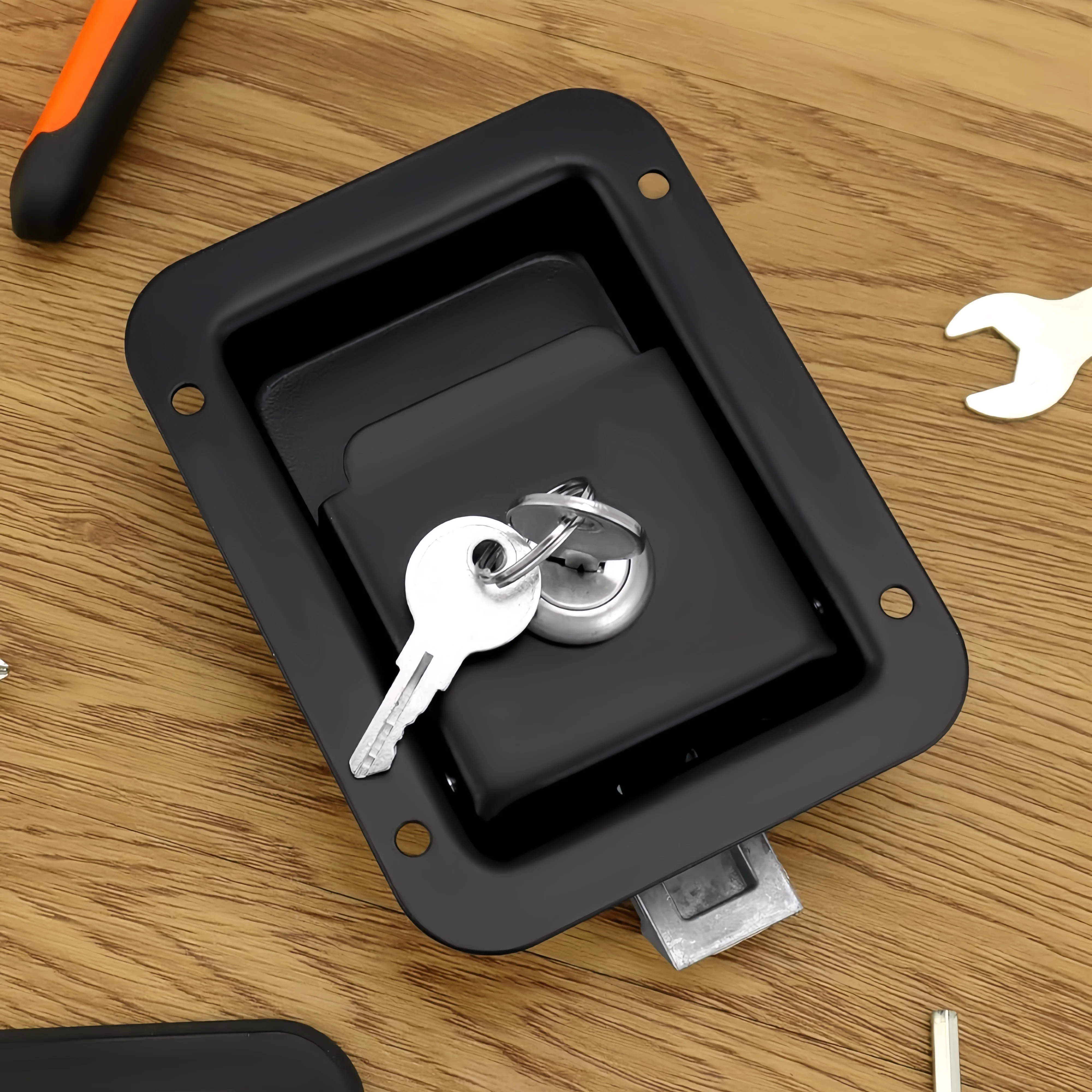 Stainless Steel Flush Mount Paddle Handle Toolbox Latch Padlock