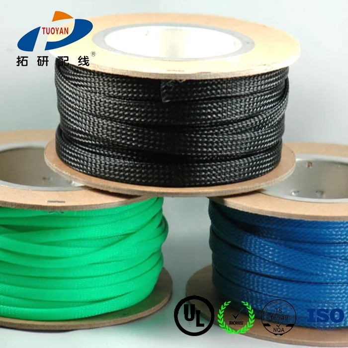 Factory Direct Sales High Permanfance PET Nylon Braided Expandable Braided Cable Sleeving details