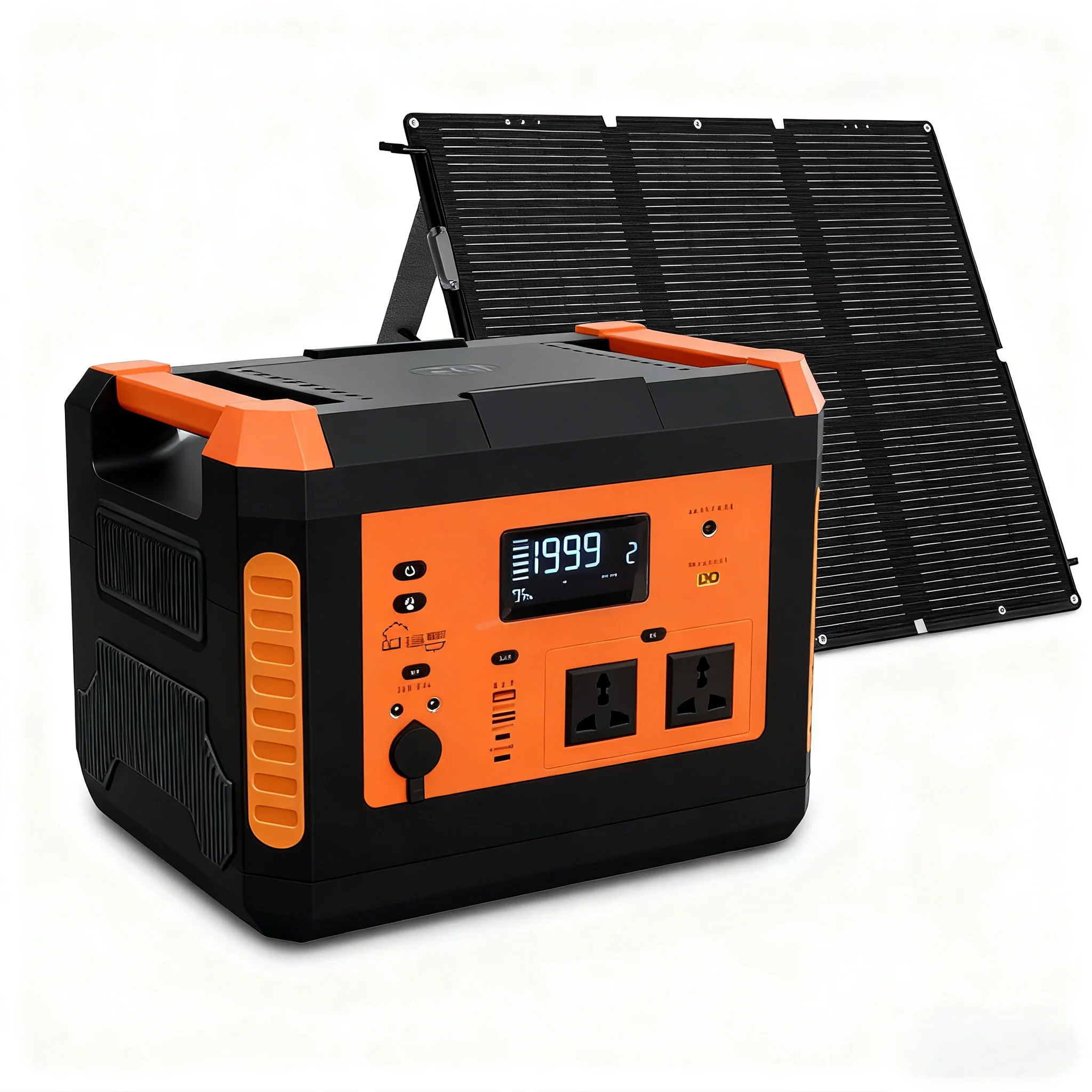 Compact inverter generator with digital display and handle