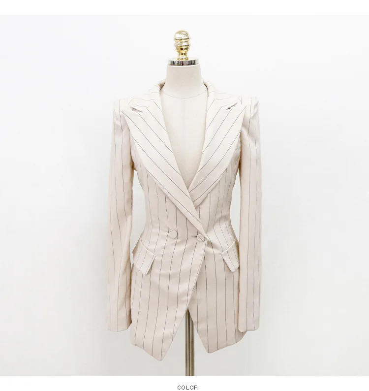 Wholesale 2 Pieces Navy Striped Fashion Women Formal Business Suit Design Ladies Office Skirt Suits